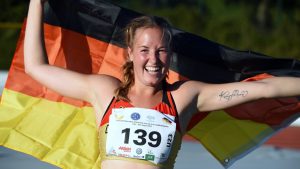 Nadine Brutscher von der LG Stadtwerke München holt Gold im Weisprung bei der Gehörlosen-EM 2016